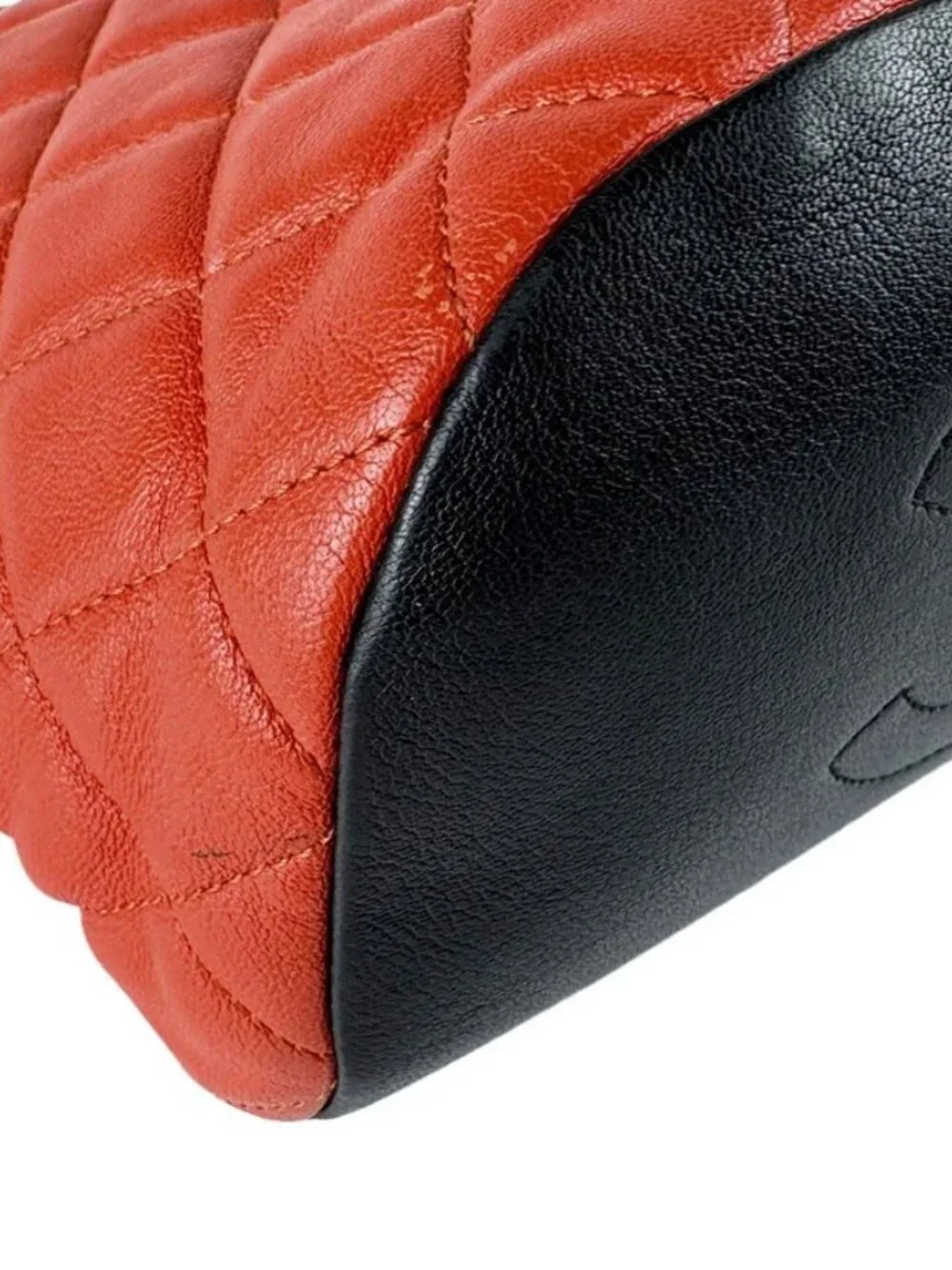 CHANEL Backpack Orange/Navy/White/Black/Silver Lambskin/Metal